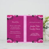 暗い明るい赤紫色フローラ結婚式 プログラムテンプレート (スタンド正面)