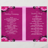 暗い明るい赤紫色フローラ結婚式 プログラムテンプレート (裏面)