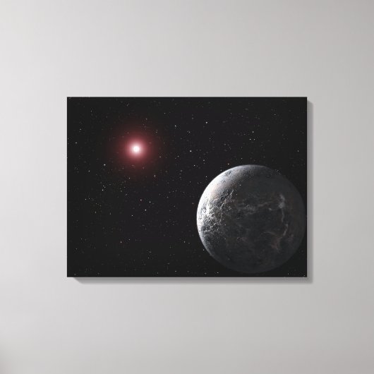 暗い星の周りを回る氷と岩の惑星 キャンバスプリント (正面)
