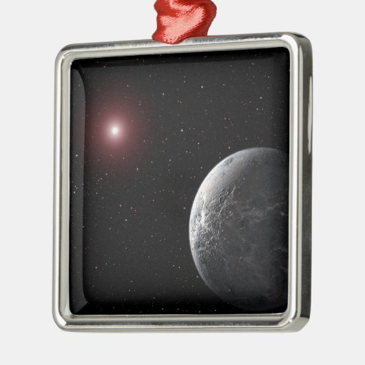 暗い星の周りを回る氷と岩の惑星 メタルオーナメント (左)