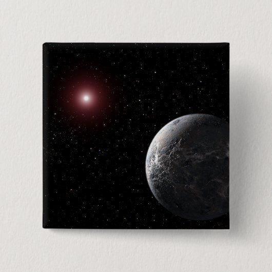 暗い星の周りを回る氷と岩の惑星 缶バッジ (正面)