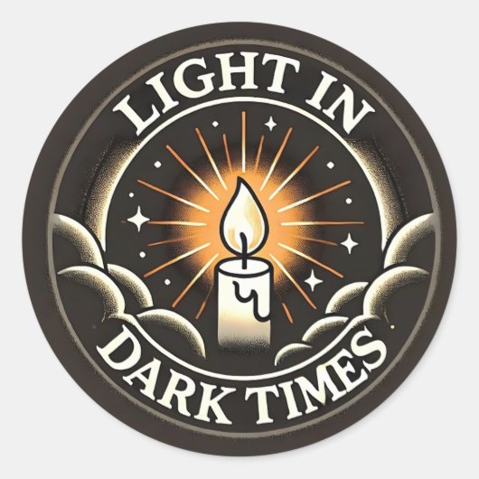 暗い時間に光 – 丸いステッカー ラウンドシール (正面)
