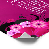 暗い暗い赤紫色のフローラ結婚の15テーブルの座席表 ポスター (角)