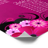 暗い暗い赤紫色のフローラ14の結婚テーブルの座席表 ポスター (角)