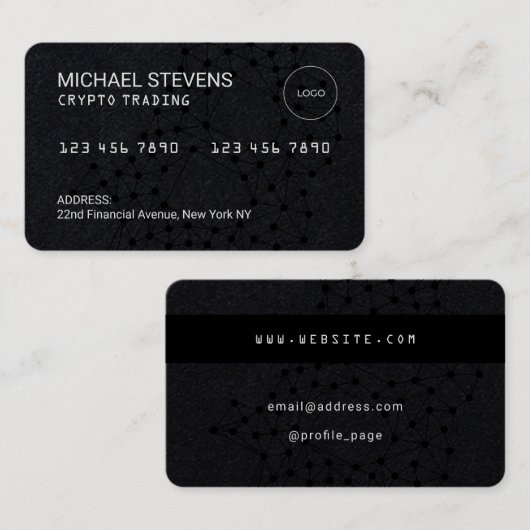 暗い暗号クレジットカード 名刺 (正面/裏面)