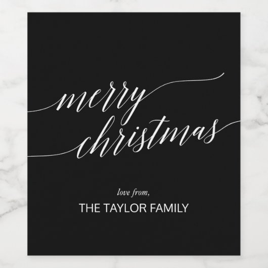 暗い書エレガント道メリークリスマスギフト ワインラベル (シングルラベル)