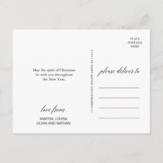 暗い書エレガント道メリークリスマスフォト シーズンポストカード (裏面)