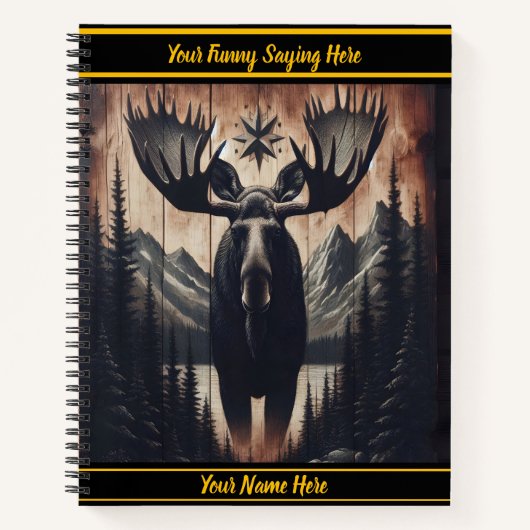 暗い木に神秘的なムースの彫刻 ノートブック (正面)