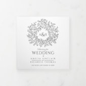 暗い木炭グレーのモノグラムのアート愛の物語結婚の物語 三つ折りプログラム (カバー)