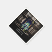 暗い本素朴棚の背景 スタンダードカクテルナプキン (角)