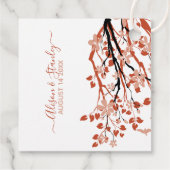 暗い桃の花を持つテラコッタ結婚ブランチ フェイバータグ (裏面)