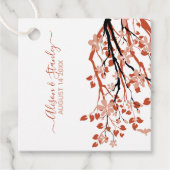 暗い桃の花を持つテラコッタ結婚ブランチ フェイバータグ (正面)