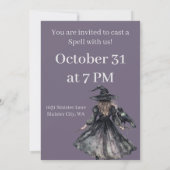 暗い森で呪文を唱える邪悪な魔女 招待状 (裏面)
