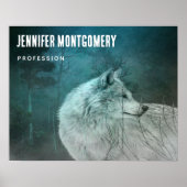 暗い森の中で美しい灰色の狼 ポスター (正面)