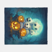 暗い森の中の小さなブー幽霊ハロウィーン フリースブランケット (正面(横))