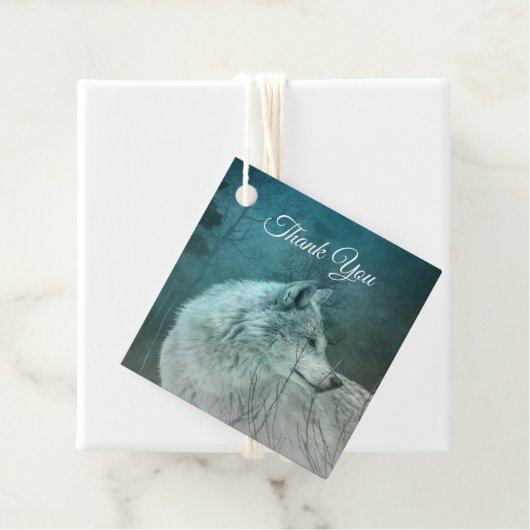 暗い森の中の美しい灰色の狼ありがとう フェイバータグ (インサイチュ)