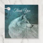 暗い森の中の美しい灰色の狼ありがとう フェイバータグ (正面)