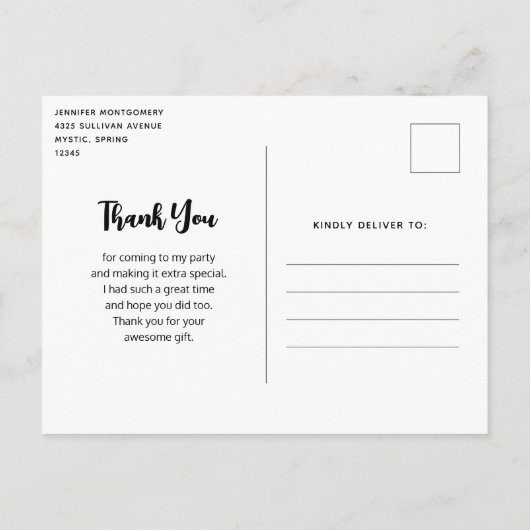 暗い森の中の美しい灰色の狼ありがとう ポストカード (裏面)