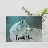 暗い森の中の美しい灰色の狼 サンキューカード (スタンド正面)