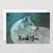 暗い森の中の美しい灰色の狼 サンキューカード (正面/裏面)