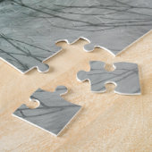 暗い森の中の美しい灰色の狼 ジグソーパズル (側面)