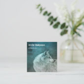 暗い森の中の美しい灰色の狼 スクエア名刺 (スタンド正面)