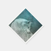 暗い森の中の美しい灰色の狼 スタンダードカクテルナプキン (角)