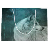 暗い森の中の美しい灰色の狼 ラージペーパーバッグ (裏面)