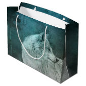 暗い森の中の美しい灰色の狼 ラージペーパーバッグ (裏面アングル)