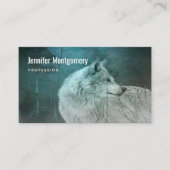 暗い森の中の美しい灰色の狼 名刺 (正面)