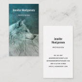 暗い森の中の美しい灰色の狼 名刺 (正面/裏面)