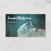 暗い森の中の美しい灰色の狼 名刺 (正面)