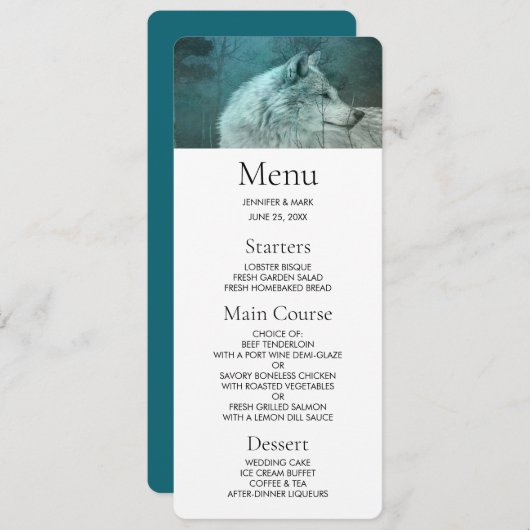 暗い森の中の美しい灰色の狼 招待状 (正面/裏面)