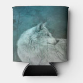 暗い森の中の美しい灰色の狼 缶クーラー (正面)