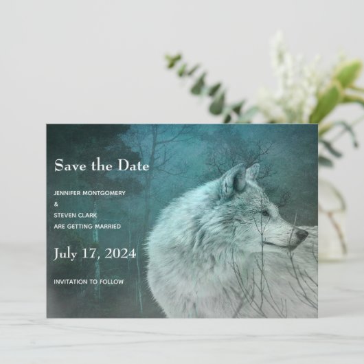 暗い森の中の美しい灰色の結婚狼 セーブザデート (スタンド正面)