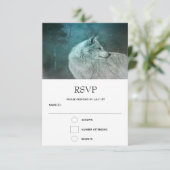 暗い森の中の美しい灰色の結婚狼 出欠カード (スタンド正面)