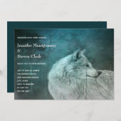 暗い森の中の美しい灰色の結婚狼 招待状 (正面/裏面)