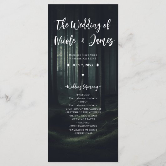 暗い森の木々 トワイライト ウェディング プログラム (正面)