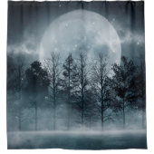 暗い森。木々の暗い暗いシーン、大きモーい シャワーカーテン (正面)