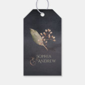 暗い植物性の緑のヴィンテージ素朴なカップルの贈り物 ギフトタグ (正面)