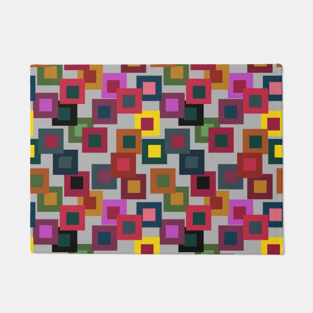 暗い正方形（光） ドアマット (正面)