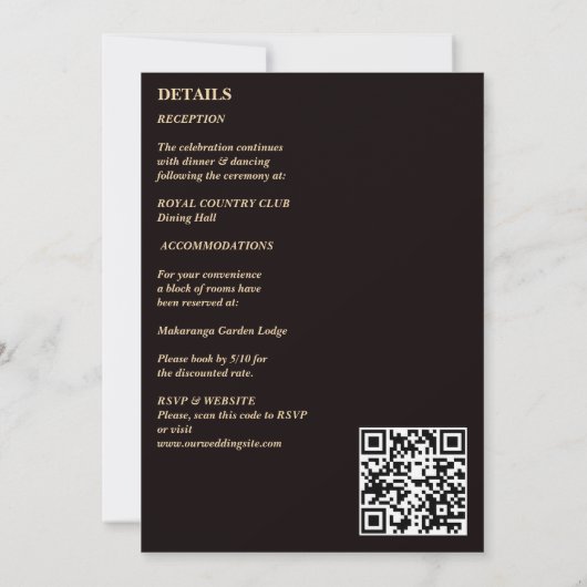 暗い気エレガント分の多い結婚ヴィンテージ 招待状 (裏面)