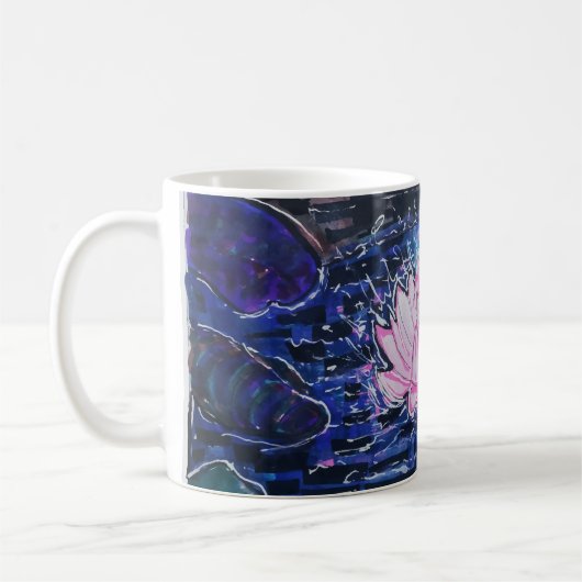 暗い水の中の蓮 コーヒーマグカップ (左)