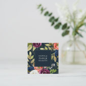 暗い水彩画の花のBohoパターン|会合媒体 スクエア名刺 (スタンド正面)