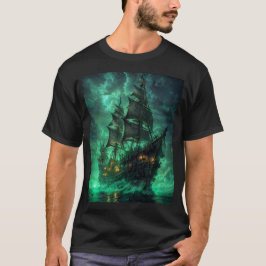 暗い海のTシャツを着た海賊船 Tシャツ