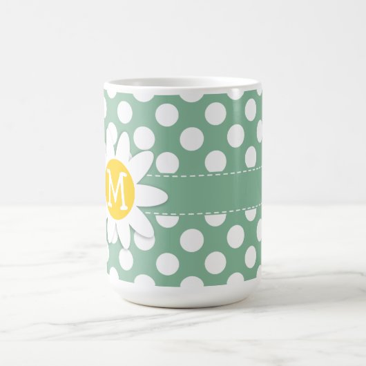 暗い海緑の水玉模様; デイジー コーヒーマグカップ (中央)