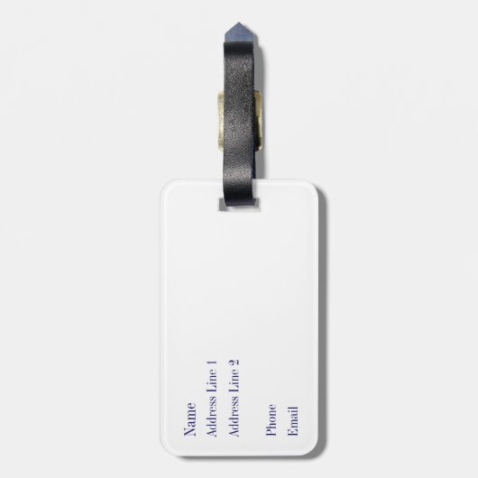 暗い海軍及びターコイズの格子縞の荷物のラベル ラゲッジタグ (裏面縦)