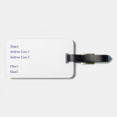 暗い海軍及びターコイズの格子縞の荷物のラベル ラゲッジタグ (裏面横)