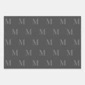 暗い淡モダンい灰色のミニマリストモノグラム ラッピングペーパーシート (正面)