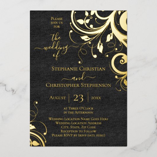 暗い渦巻き葉との後結婚ろ 箔招待状 (正面)